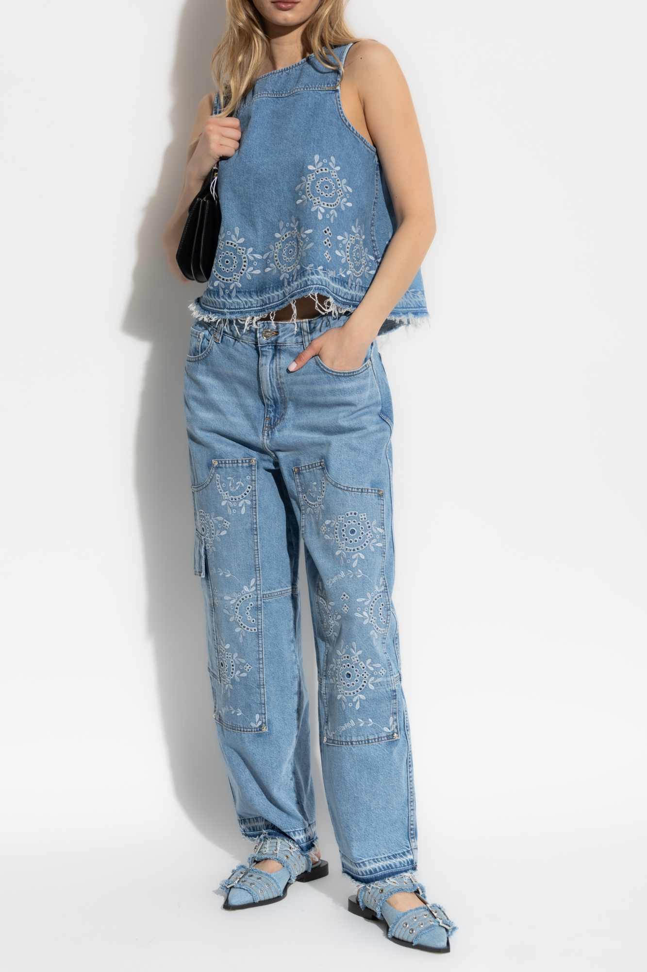 Ganni Denim top with vintage effect | Women's Clothing | Vitkac